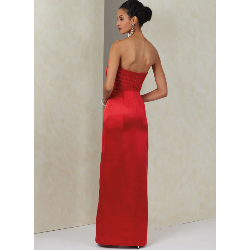 Patron Vogue 2088/Y5 (46-54) - Robe bustier fendue et jupe plissée avec ceinture