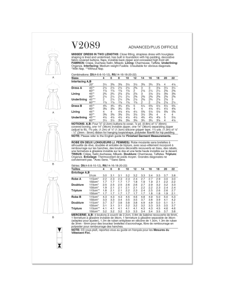 Patron Vogue 2089/D5 (32-40) - Robe bustier moulante à effet sculptant