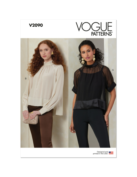 Patron Vogue 2090/B5 (36-42) - Haut col roulé à plis et manches raglan