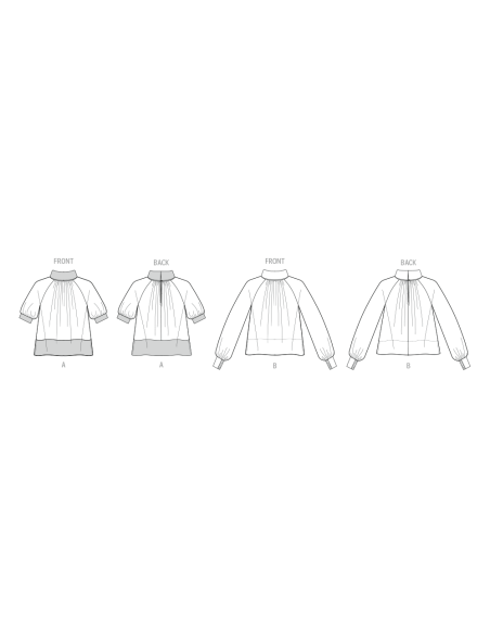 Patron Vogue 2090/Y5 (46-54) - Haut col roulé à plis et manches raglan
