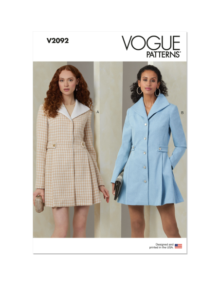 Patron Vogue 2092/H5 (34-42) - Manteaux rétro ceinturés à manches longues