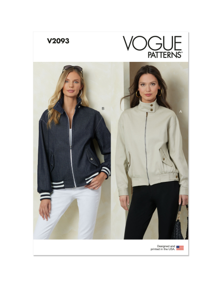Patron Vogue 2093/Y5 (46-54) - Vestes zippées à col droit et poches à rabats