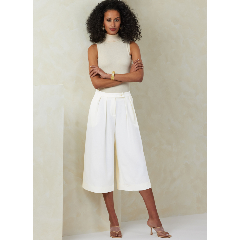 Patron Vogue 2094/B5 (36-44) - Pantalon à jambes larges avec plis et ceinture boutonnée