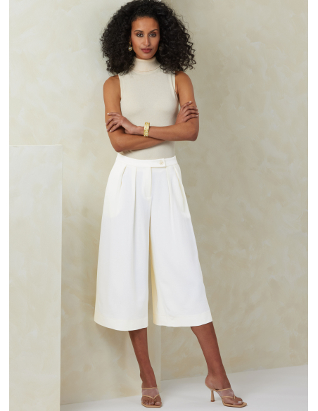 Patron Vogue 2094/B5 (36-44) - Pantalon à jambes larges avec plis et ceinture boutonnée