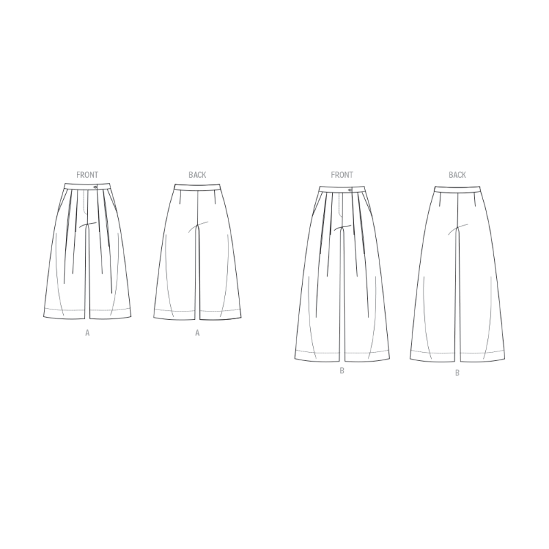 Patron Vogue 2094/B5 (36-44) - Pantalon à jambes larges avec plis et ceinture boutonnée