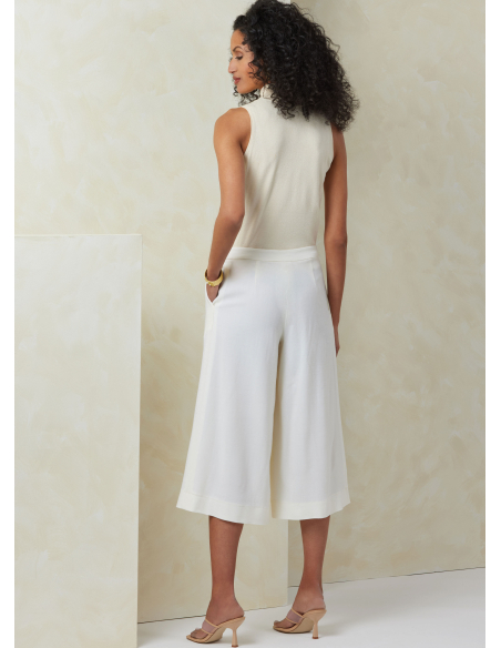 Patron Vogue 2094/B5 (36-44) - Pantalon à jambes larges avec plis et ceinture boutonnée