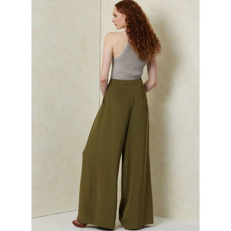 Patron Vogue 2094/Y5 (46-54) - Pantalon à jambes larges avec plis et ceinture boutonnée