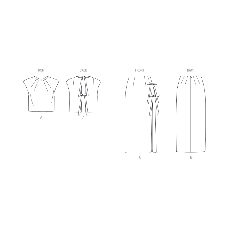 Patron Vogue 2096/Y5 (46-54) - Haut semi-ajusté et jupe fendue avec détails décoratifs