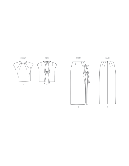 Patron Vogue 2096/Y5 (46-54) - Haut semi-ajusté et jupe fendue avec détails décoratifs