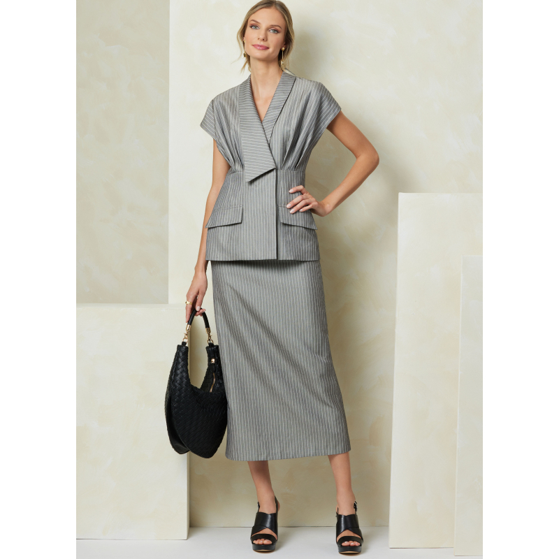 Patron Vogue 2097/H5 (34-42) - Ensemble haut col asymétrique, jupe ajustée et pantalon semi-ajusté