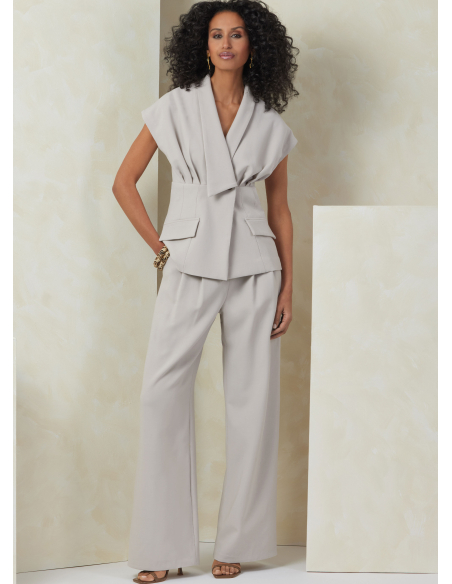 Patron Vogue 2097/H5 (34-42) - Ensemble haut col asymétrique, jupe ajustée et pantalon semi-ajusté