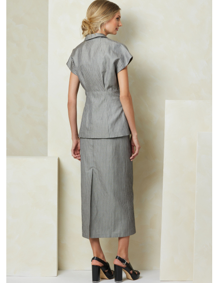 Patron Vogue 2097/H5 (34-42) - Ensemble haut col asymétrique, jupe ajustée et pantalon semi-ajusté