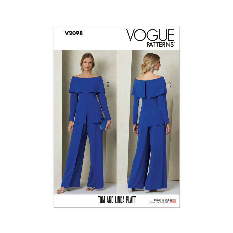 Patron Vogue 2098/B5 (36-44) - Haut moulant à manches hors épaule et pantalon à jambes larges