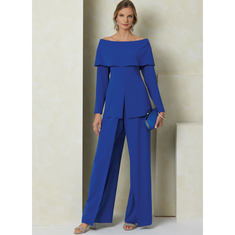 Patron Vogue 2098/Y5 (46-54) - Haut moulant à manches hors épaule et pantalon à jambes larges