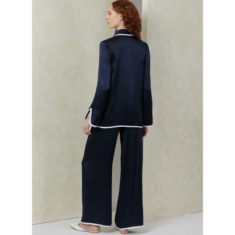Patron Vogue 2099 (32-54) - Haut col châle à brandebourgs et pantalon évasé à attaches