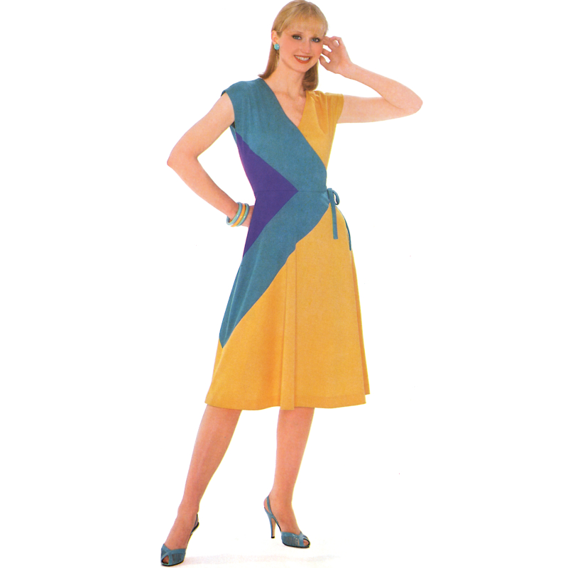 Patron Vogue 2100/R5 (42-50) - Robe portefeuille vintage ajustée à deux couleurs