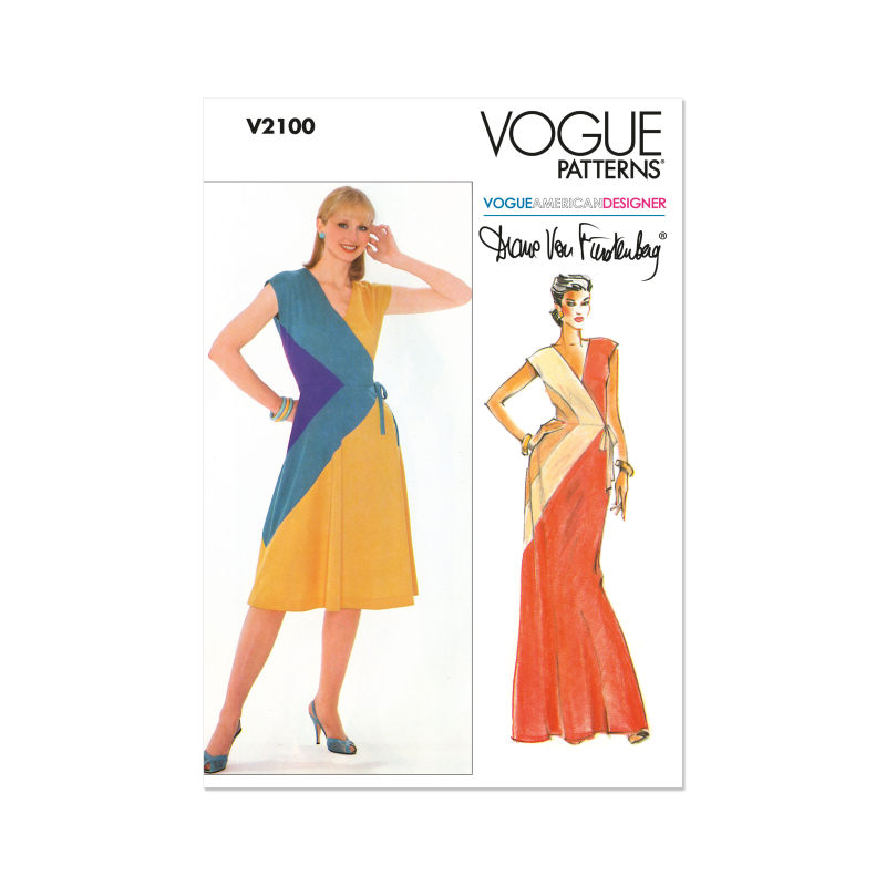 Patron Vogue 2100/R5 (42-50) - Robe portefeuille vintage ajustée à deux couleurs