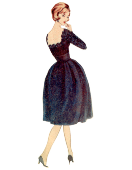 Patron Vogue 2101/H5 (34-42) - Robe vintage à encolure festonnée et ceinture-écharpe