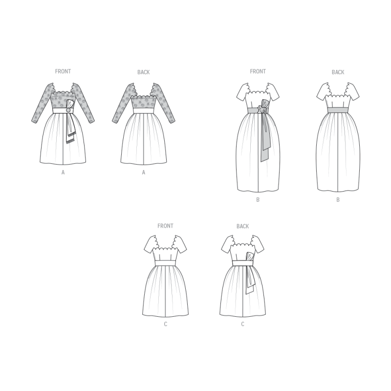 Patron Vogue 2101/H5 (34-42) - Robe vintage à encolure festonnée et ceinture-écharpe