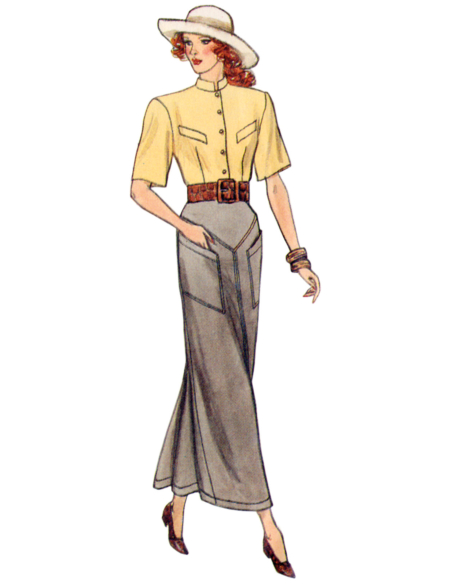 Patron Vogue 2102/H5 (34-42) - Jupe droite vintage à empiècements et fausse bande d’ourlet