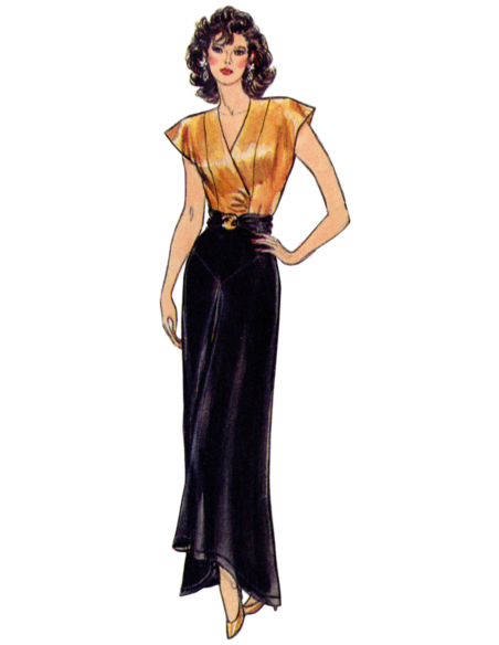 Patron Vogue 2102/H5 (34-42) - Jupe droite vintage à empiècements et fausse bande d’ourlet
