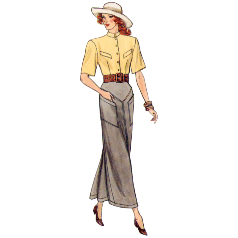 Patron Vogue 2102/U5 (44-54) - Jupe droite vintage à empiècements et fausse bande d’ourlet