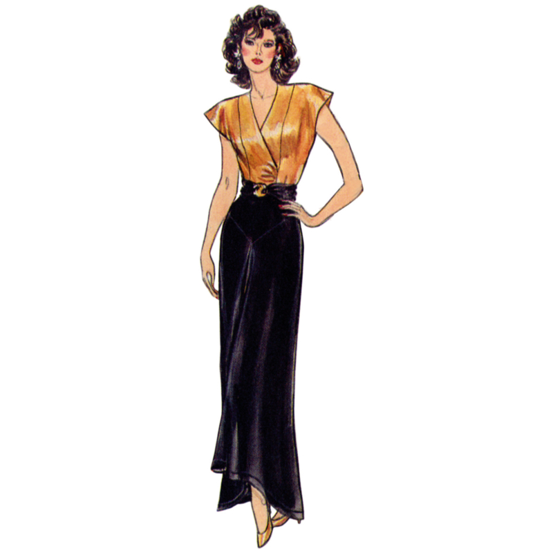 Patron Vogue 2102/U5 (44-54) - Jupe droite vintage à empiècements et fausse bande d’ourlet