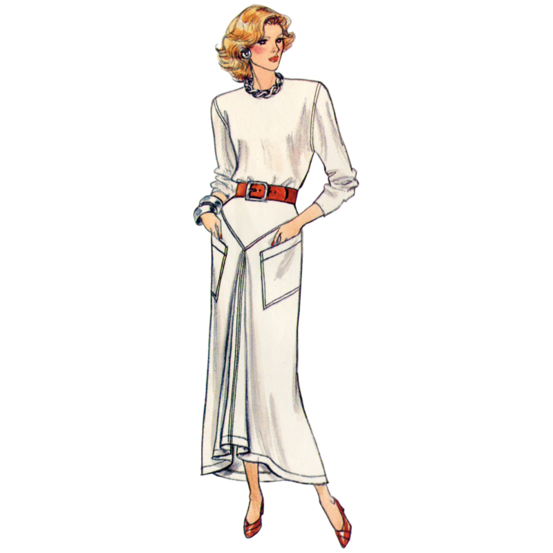 Patron Vogue 2102/U5 (44-54) - Jupe droite vintage à empiècements et fausse bande d’ourlet
