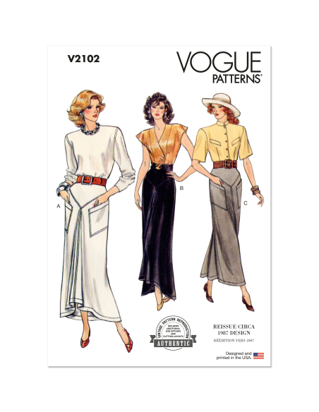 Patron Vogue 2102/U5 (44-54) - Jupe droite vintage à empiècements et fausse bande d’ourlet