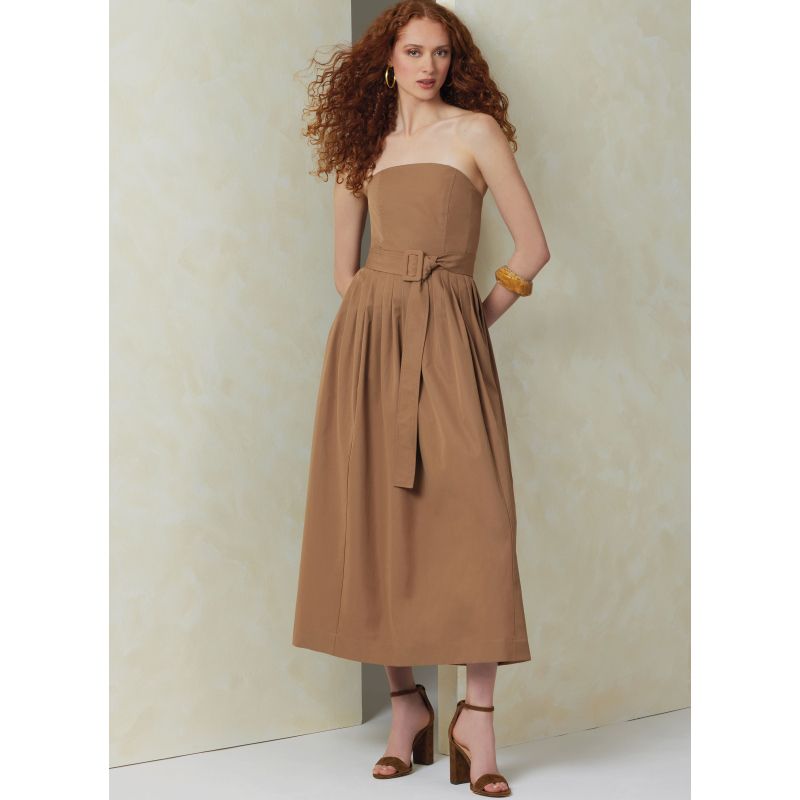 Patron Vogue 2084/U5 (44-52) - Robe sans bretelles et dessus de corsage asymétrique