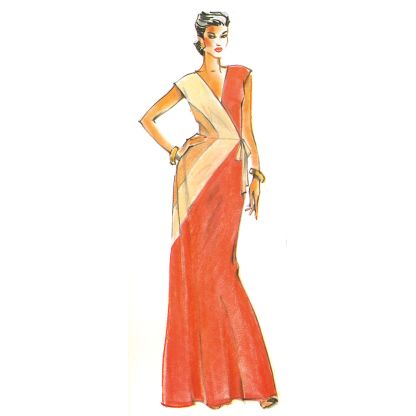 Patron Vogue 2100/H5 (34-42) - Robe portefeuille vintage ajustée à deux couleurs 2