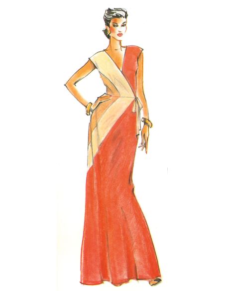 Patron Vogue 2100/H5 (34-42) - Robe portefeuille vintage ajustée à deux couleurs