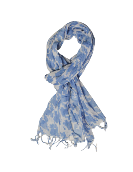 Étole 100% coton - Pied de coq bleu