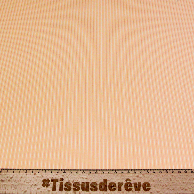 Popeline 100% coton peigné - Rayé orange et blanc