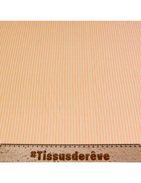 Popeline 100% coton peigné - Rayé orange et blanc