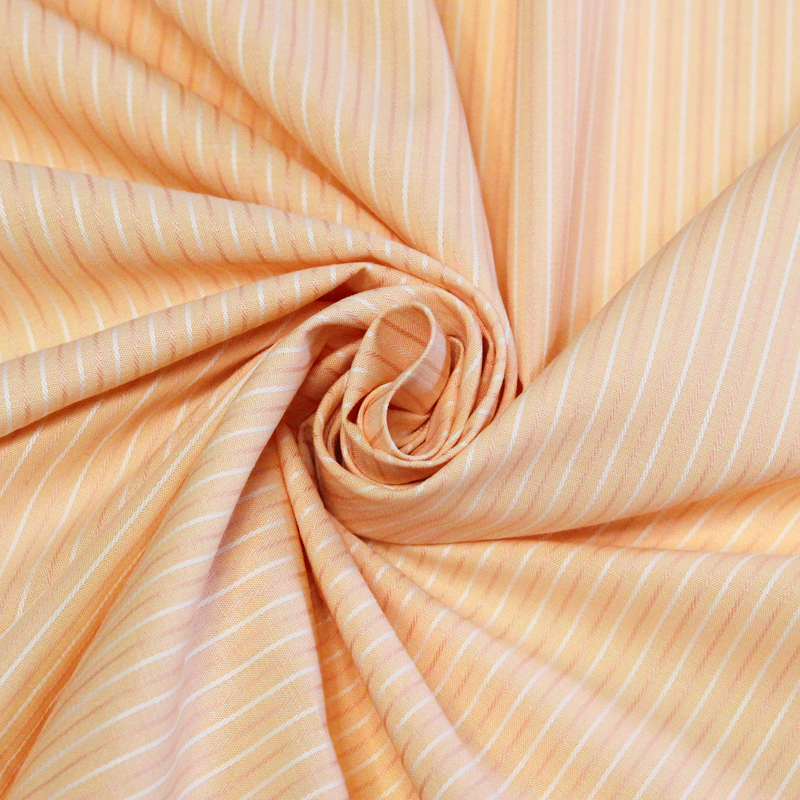 Popeline 100% coton peigné - Rayé orange et blanc