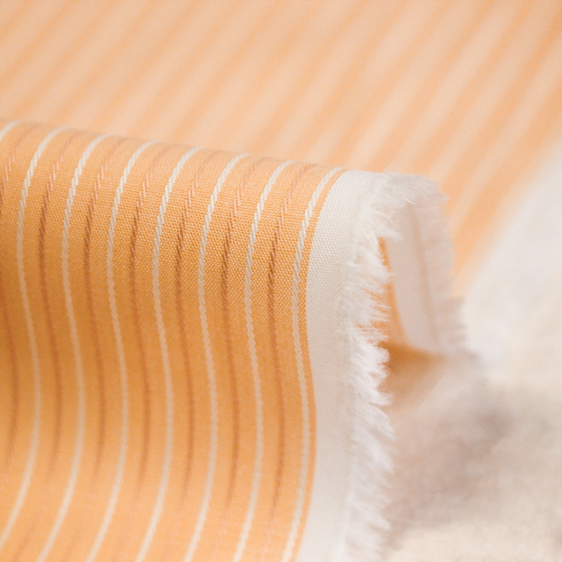 Popeline 100% coton peigné - Rayé orange et blanc