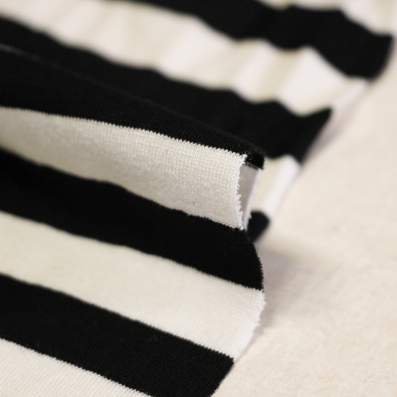 Jersey viscose & élasthanne - Rayé noir & blanc cassé