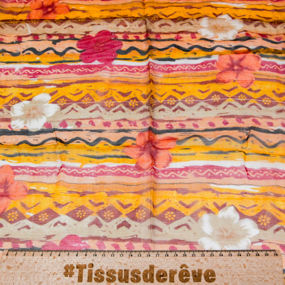 Carré mousseline 100% soie - Fleurs nomades rose 2