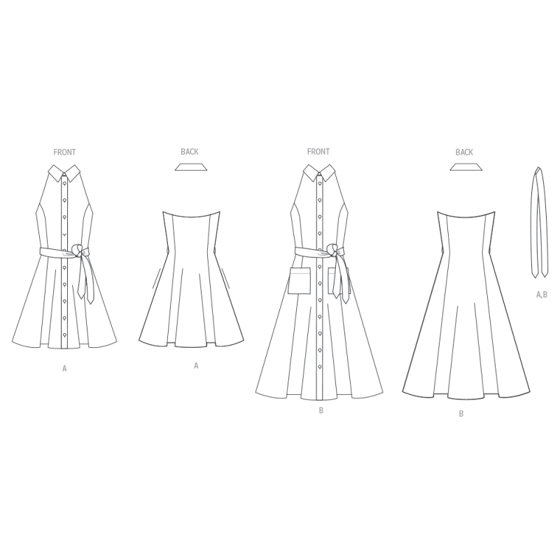 Patron Vogue 2103/Y5 (46-54) - Robe sans manches midi ou mini