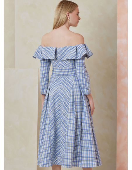 Patron Vogue 2104/Y5 (46-54) - Robe midi bardot plissée