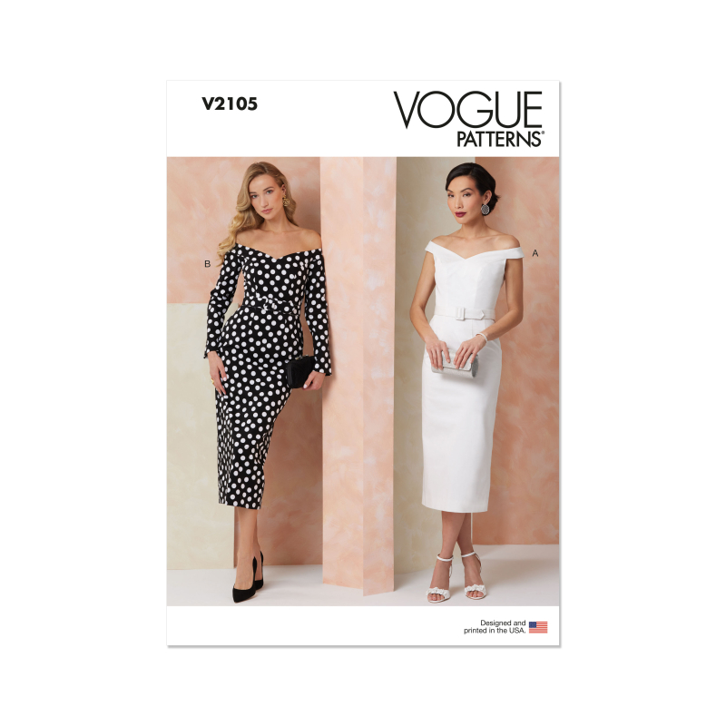 Patron Vogue 2105/D5 (32-40) - Robe fourreau épaules dénudées et ceinture