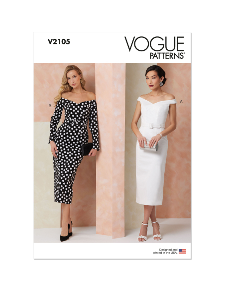 Patron Vogue 2105/R5 (42-50) - Robe fourreau épaules dénudées et ceinture