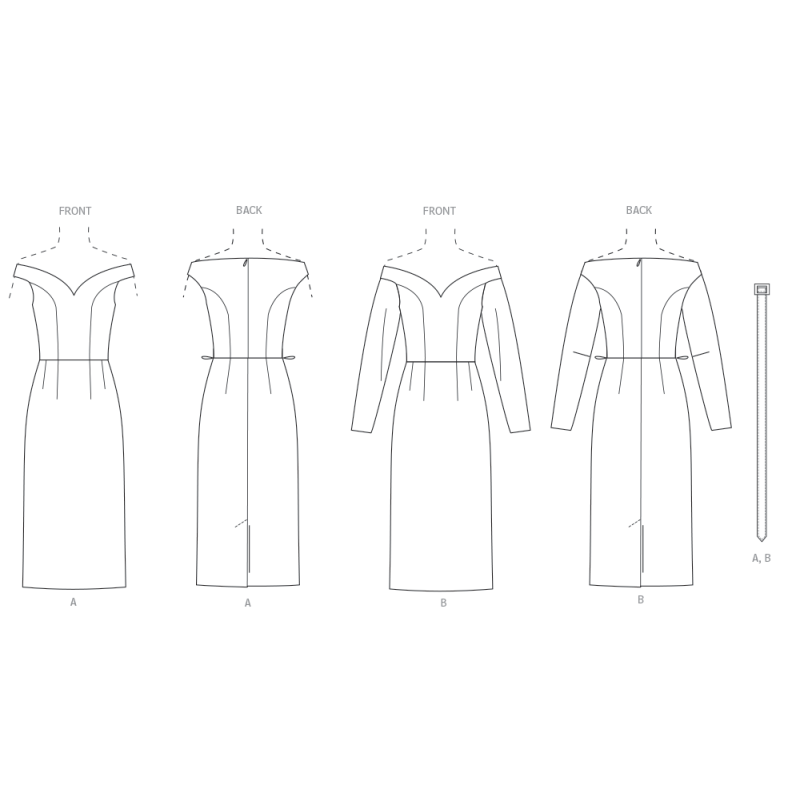 Patron Vogue 2105/R5 (42-50) - Robe fourreau épaules dénudées et ceinture