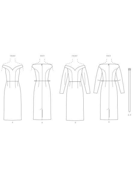 Patron Vogue 2105/R5 (42-50) - Robe fourreau épaules dénudées et ceinture