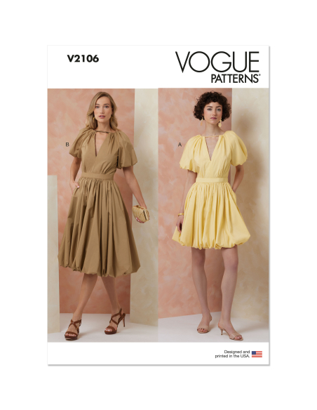 Patron Vogue 2106/H5 (34-42) - Robe froncée à ourlet bulle et dos ouvert