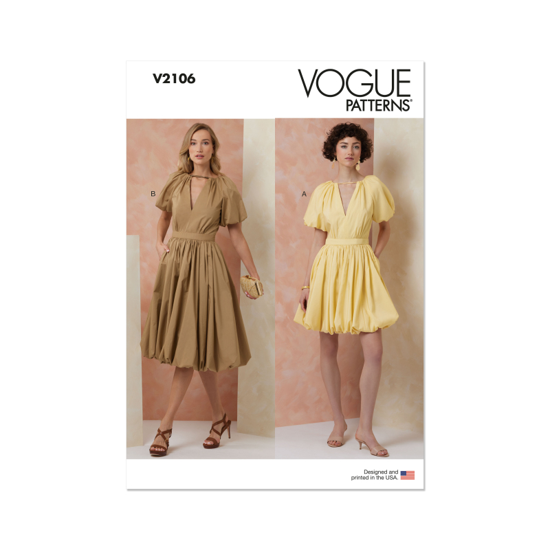 Patron Vogue 2106/U5 (44-52) - Robe froncée à ourlet bulle et dos ouvert