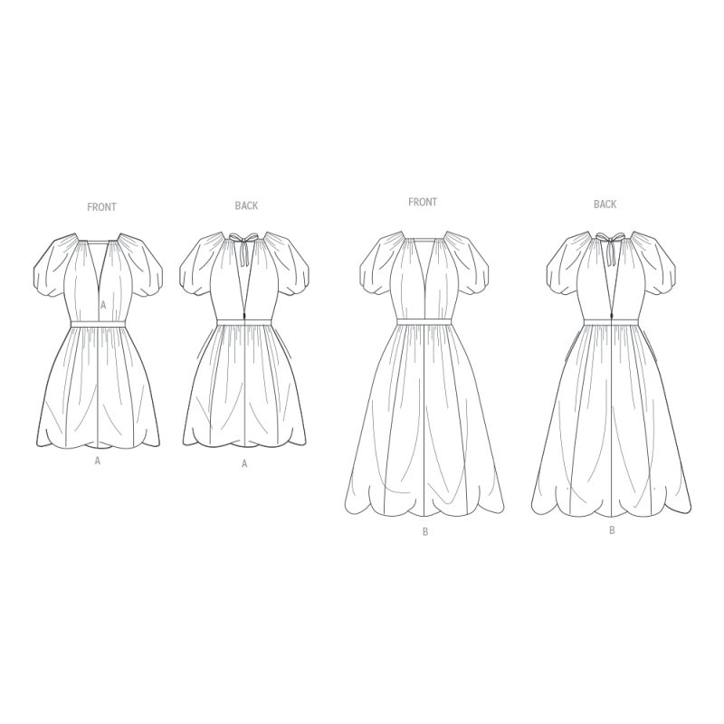 Patron Vogue 2106/U5 (44-52) - Robe froncée à ourlet bulle et dos ouvert
