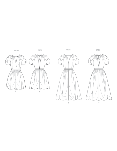 Patron Vogue 2106/U5 (44-52) - Robe froncée à ourlet bulle et dos ouvert