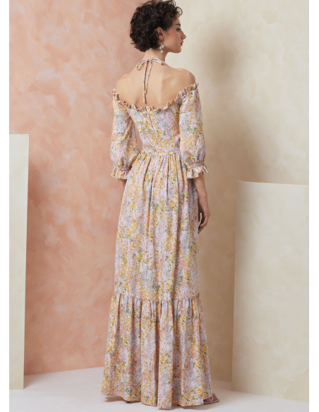 Patron Vogue 2107/U5 (44-52) - Robe bardot midi ou longue à manches bouffantes